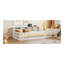 Lit simple en bois de taille TG avec armoires de rangement et ports USB, blanc