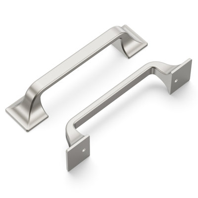 Forge Collection Handle Pull - 3-3/4" Center to Center Cabinet Pull Satin Nickel - Farmhouse Hardware for Drawers & Cabinets (Set of 10)