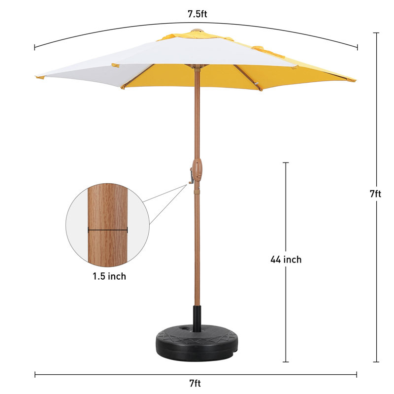Parasol de patio 7,5 pi avec base