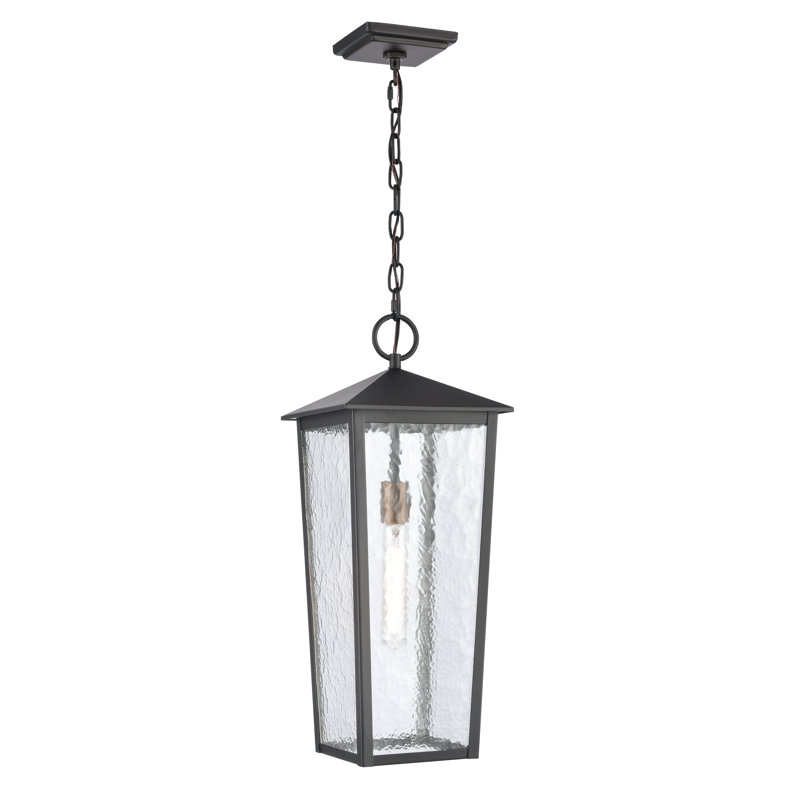 Luminaire suspendu d'extérieur 1 lumière de 9 po de large Marquis - noir mat