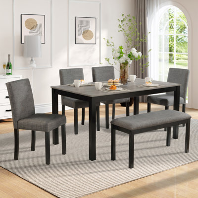 Ensemble de table de salle à manger 6 pièces avec banc et chaises