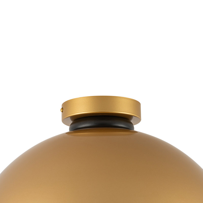 Plafonnier semi-encastré à 1 lumière en métal noir, Gold