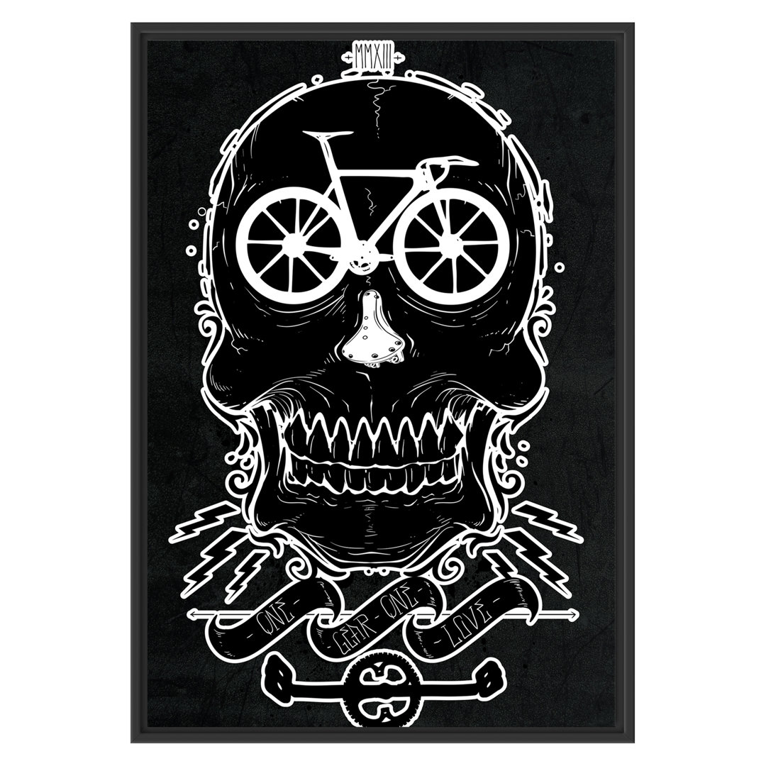 Gerahmtes Wandbild Fahrrad schwarze Liebe