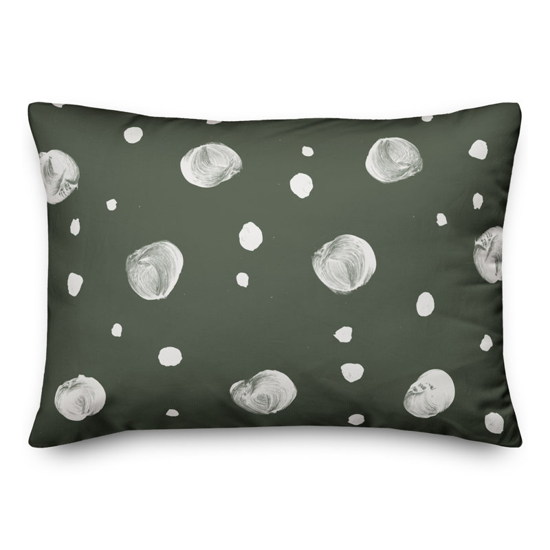 Coussin décoratif intérieur / extérieur en polyester à pois , H 14 po x l 20 po, Sauge