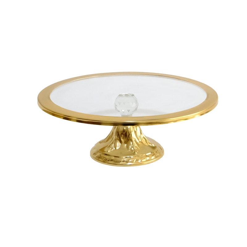 Plat de service élégant en or, 11,8 po de diamètre x 5,5 po de hauteur | 100% acier inoxydable, design durable et élégant | Idéal pour les mariages, les anniversaires et les occasions spéciales | Ne va pas au lave-vaisselle ni au micro-ondes