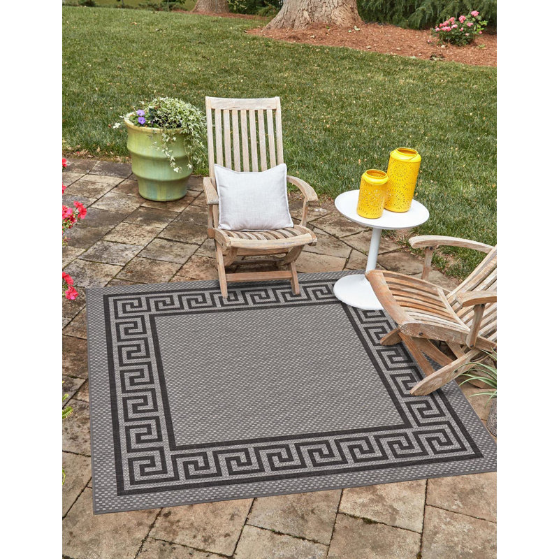 Tapis pour l'intérieur et l'extérieur gris Kimble, Carré 6 pi 1 po