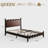 Ines Wood Bed Frame with Upholstered Headboard - Vegan Leather Upholstery-449762894-446306939