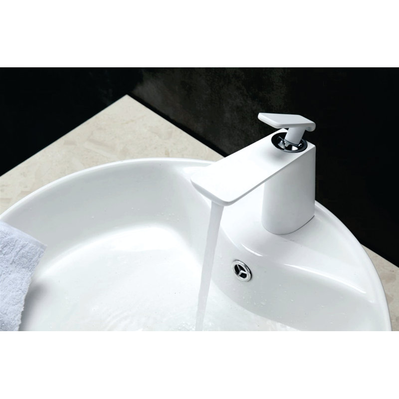 Aqua Single-Hole Single-handle Bathroom Faucet, Matte White/Chrome
