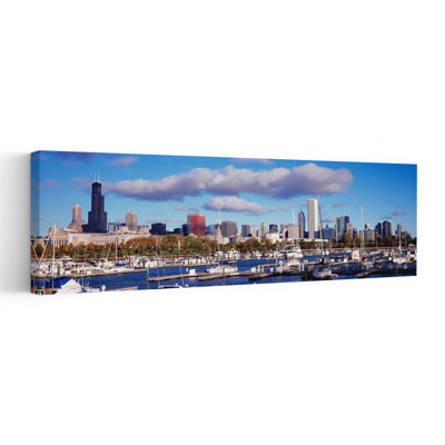 Bateaux amarrés au port de Burnham, Chicago, Illinois, États-Unis, art contemporain abstrait, art mural