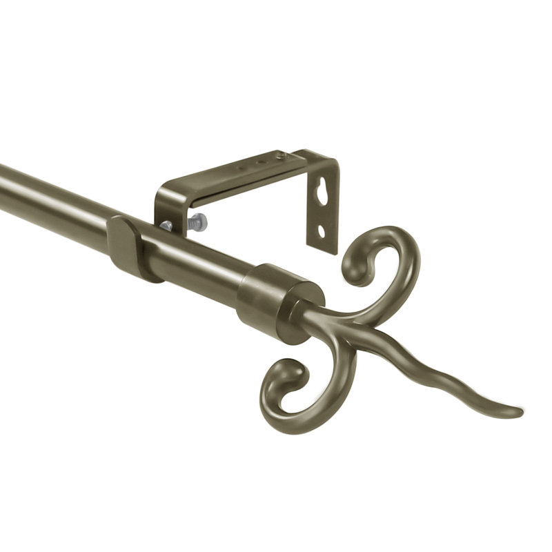 Tringle à rideaux simple Merrie Finial, H 1 po x l 48 po x P 1 po, Or antique