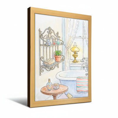 Scène de salle de bain vintage avec baignoire et tablettes Bath & Laundry