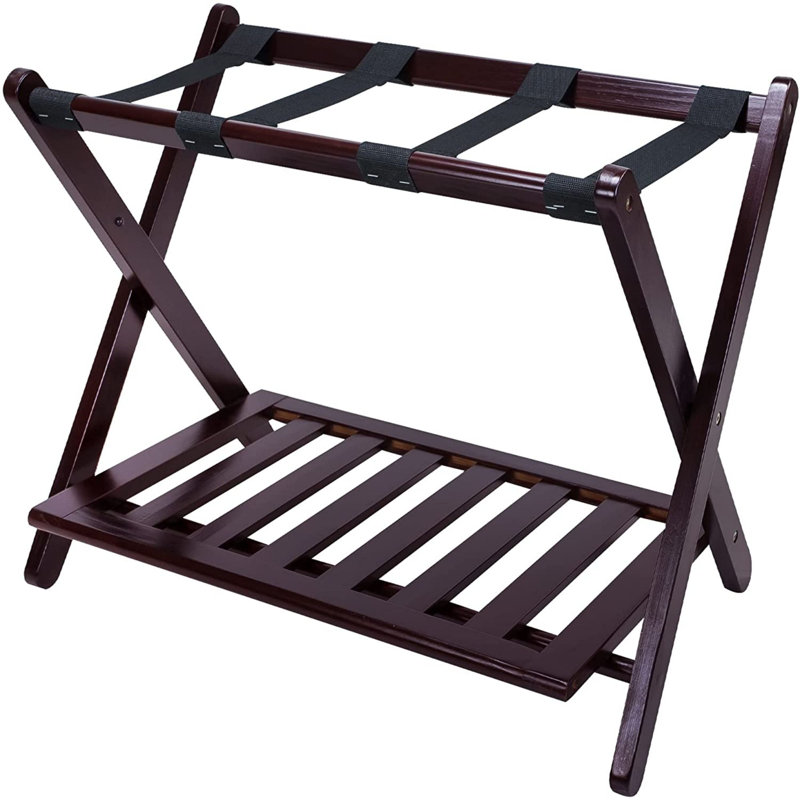 Porte-bagages pliable en bois, Espresso, H 22,25 po x l 26,75 po x P 16 po