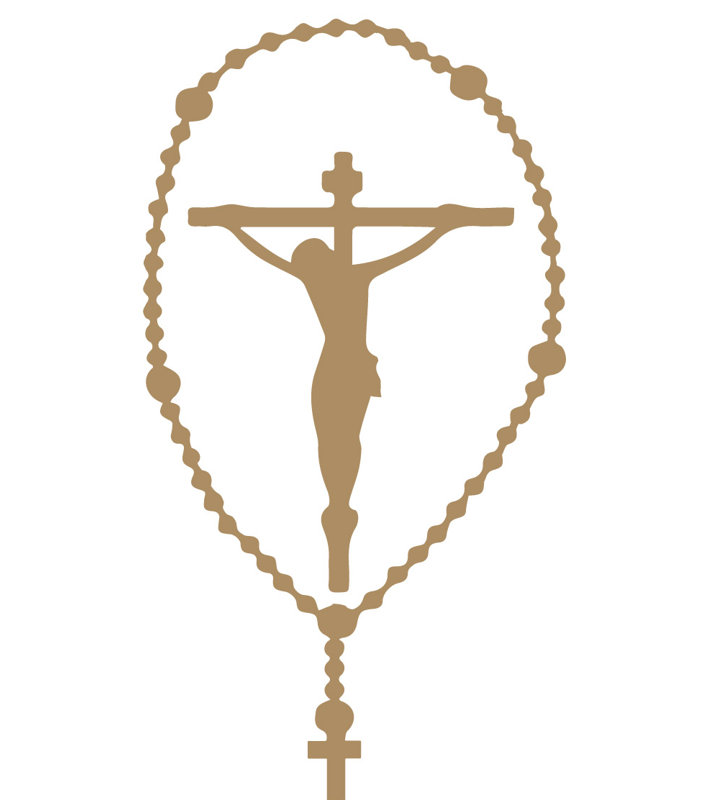 Décalcomanie murale crucifix rosary, H 40 po x l 20 po x P 0,01 po, Brun pâle