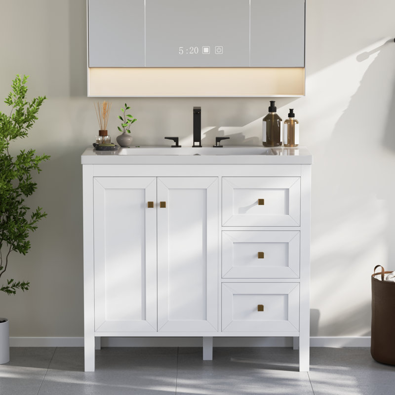 Ensemble de meuble-lavabo simple 36 po avec lavabo Balconera, Blanc