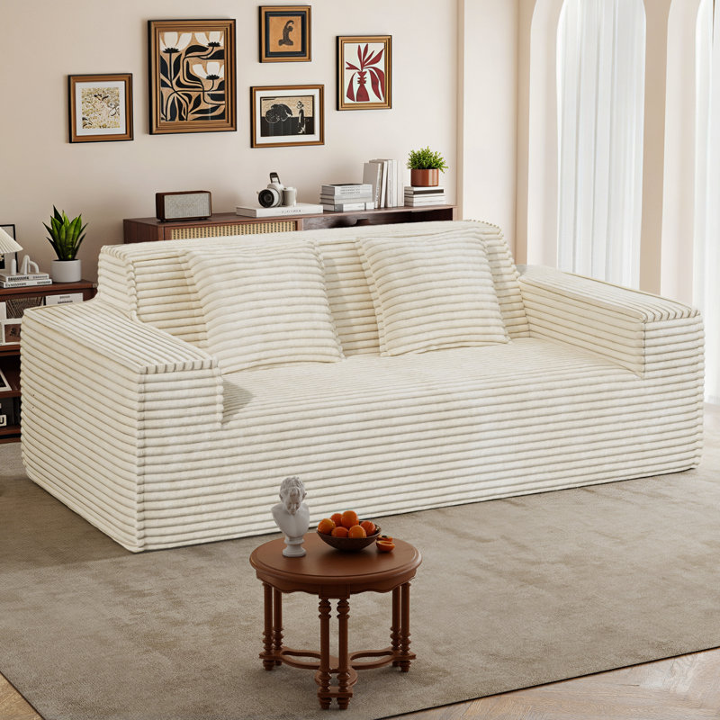 2 Seater Corduroy Loveseat, Beige