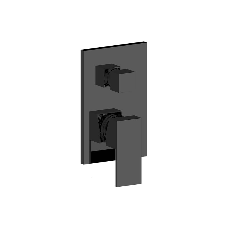 Garniture de douche Vincent-2 carrée 2 fonctions en noir mat, Noir mat