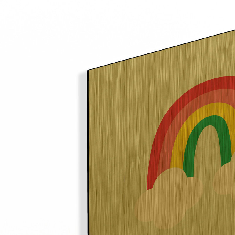 «Bright Rainbow I» par Ann Kelle, art mural en métal doré, 12 po x 12 po, 12 po x 12 po