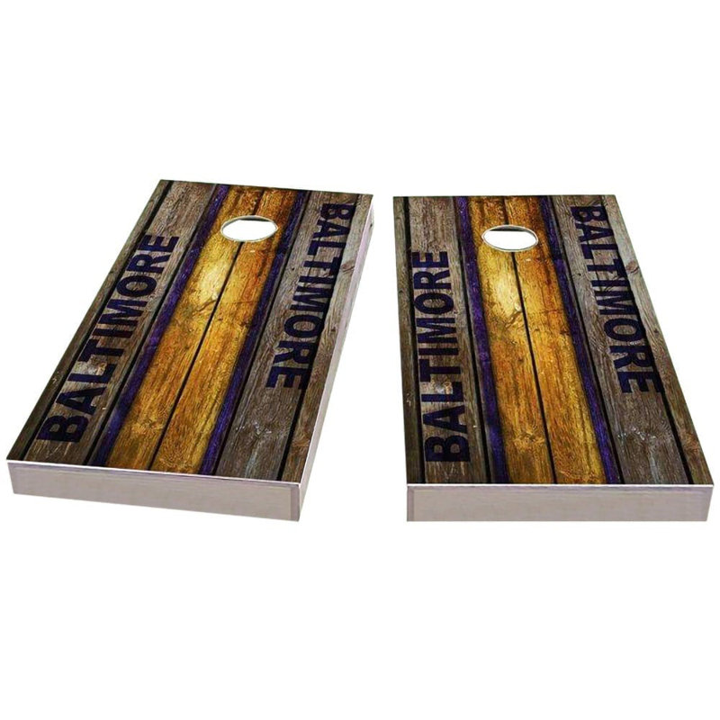Baltimore Football 2x4 Cornhole Board Set | Includes (2) Boards (8) Bags & Optional Accessories, Add Case & Lights