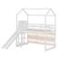 Lit mezzanine en bois avec glissade, tablettes de rangement et rampe d'escalade-182024995