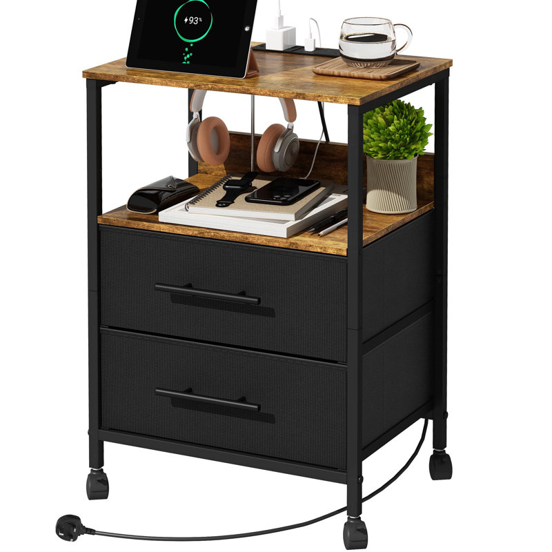 Holloman 40cm W Metal Bedside Table