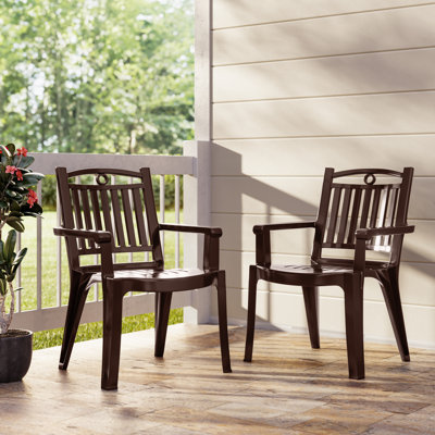 Kiayla Plastic Outdoor Stacking Dining Armchair