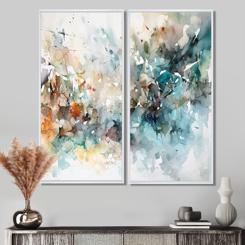 «Vibrant Paint Eruption V», art mural moderne sur toile, 40" H x 40" W, Impression encadrée flottante, White