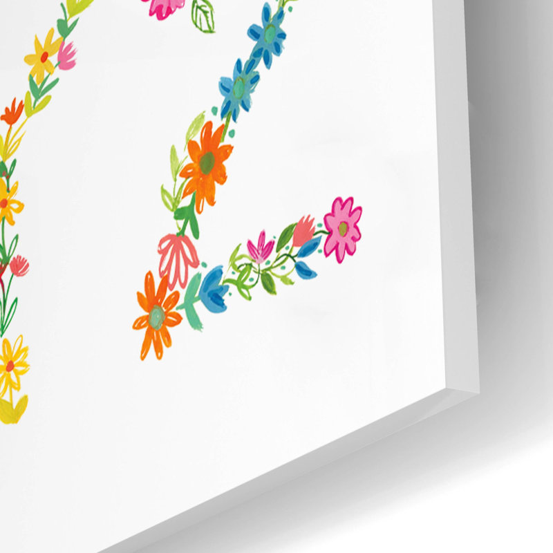 Art mural en verre épique «Floral Alphabet» par Farida Zaman, 16 po x 24 po, H 24 po x l 16 po