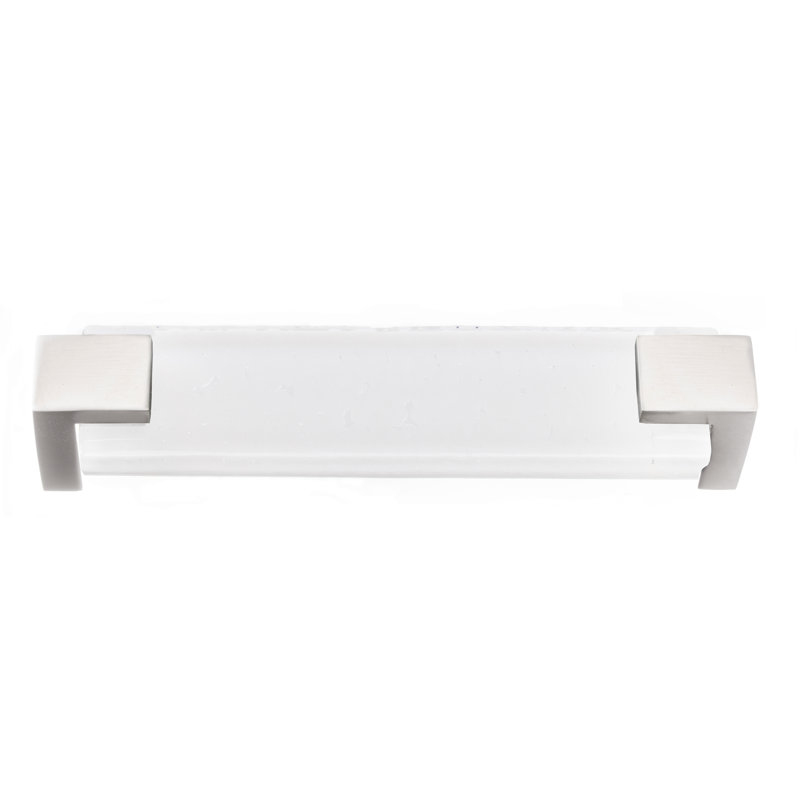 Affinity 5.625" Center to Center Bar Pull, Satin Nickel/White