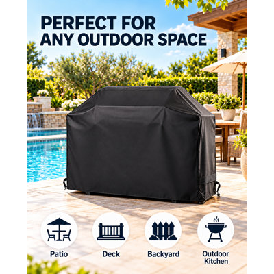 Housse de barbecue robuste de 140 cm (55 pouces), imperméable et résistante aux UV et aux intempéries, pour barbecues à gaz d'extérieur jusqu'à 3 à 5 brûleurs, avec sangles réglables.