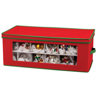 Holiday Ornament Storage Box 36 Piece with Dividers with Trim