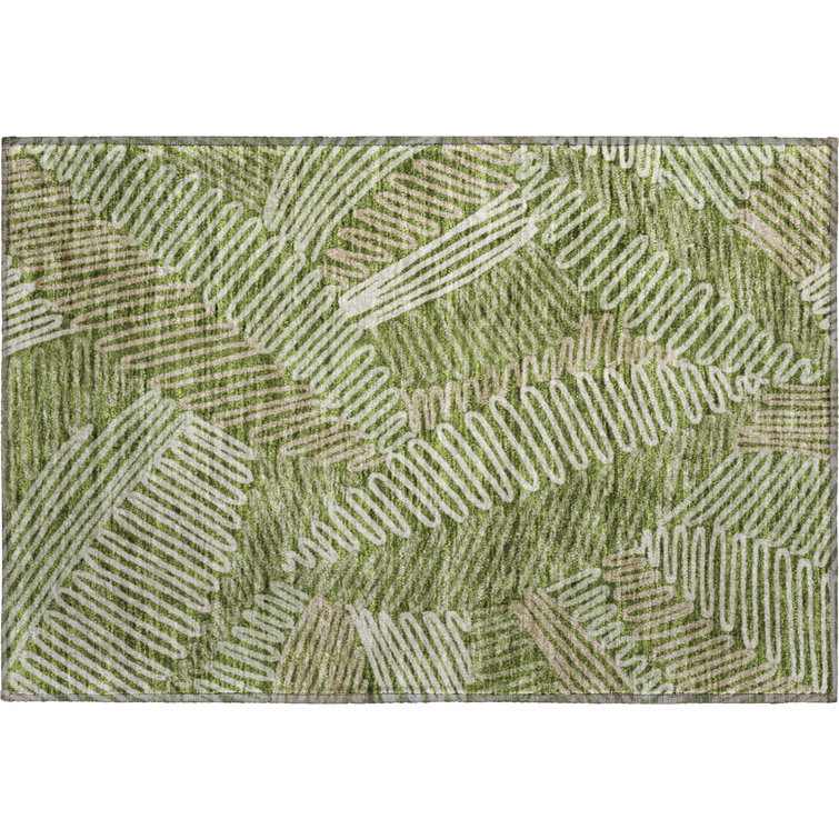 Premium Machine Washable Prisco Olive Rug