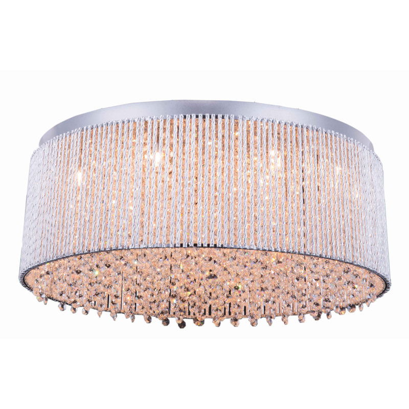 Larrison Chandelier Style Drum Flush Mount, 12 Lights, 12" H x 20" W x 20" D