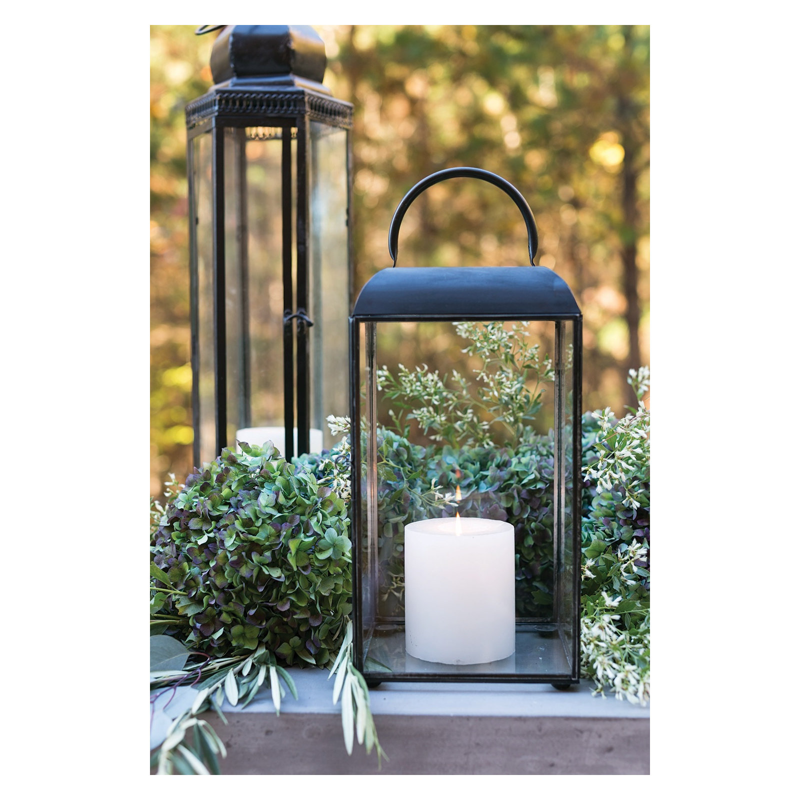 Outdoor Lantern, 14" H x 7.5" W x 7.5" D