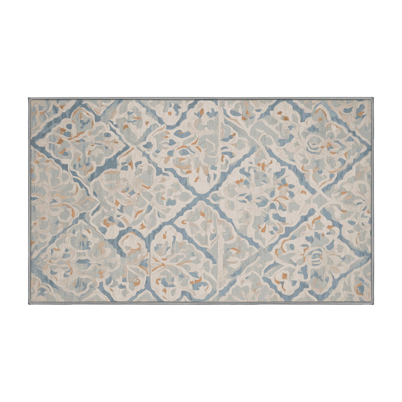 Machine Washable Gray Area Rug, Rectangle 7' x 9'