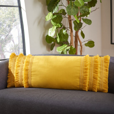 Fringed Cotton Throw Pillow