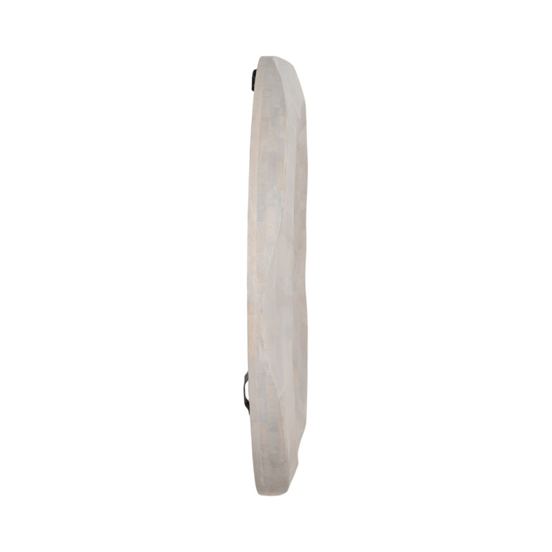 36"x36" Cailen Textured Round Wooden Mirror, Whitewash Finish, Perfect Reflection for Home Decor