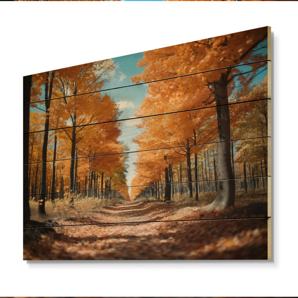 Loon Peak® Orange Tree Autumn Canopy II On Wood Print | Wayfair