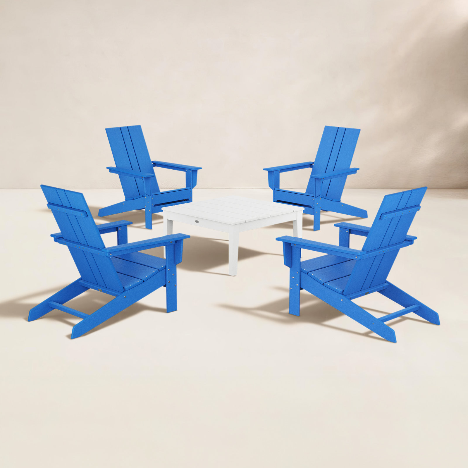 4-Person Patio Seating Group, Pacific Blue/White