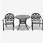 Ensemble de 3 meubles de patio en aluminium coulé avec coussins bruns