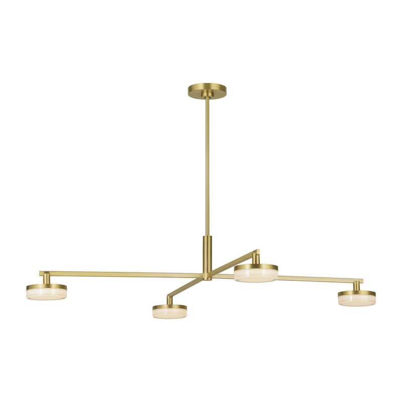 Sean Lavin Khan 4 Light Dining Room Chandelier With Silk Screen White Inside Clear Outside Shade, 8.125" H x 34" W x 34" D