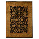 Hand Knotted Wool Area Rug in Black And Green