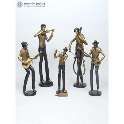  Brass Musician Ensemble Set Of Five Sculpture - Home Decor Showpiece