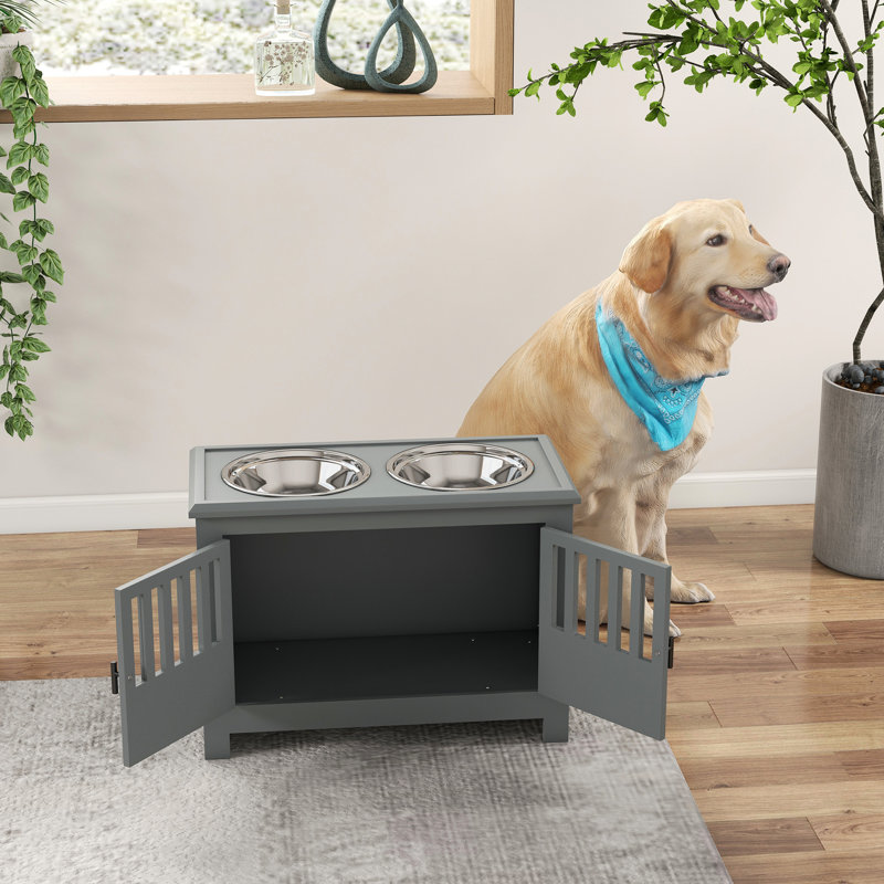 Bols surélevés gris pour chien avec espace - Option d'alimentation moderne pour les grands chiens