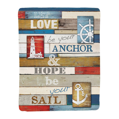 Nautical Anchor Sherpa Throw Blanket