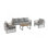 Ensemble de mobilier d'extérieur en métal 4 pièces, canapé d'extérieur 5 places avec coussin, mobilier d'extérieur moderne pour terrasse, jardin, balcon, gris et naturel