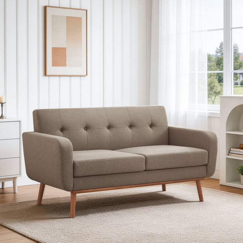Square Arm Loveseat, Brown