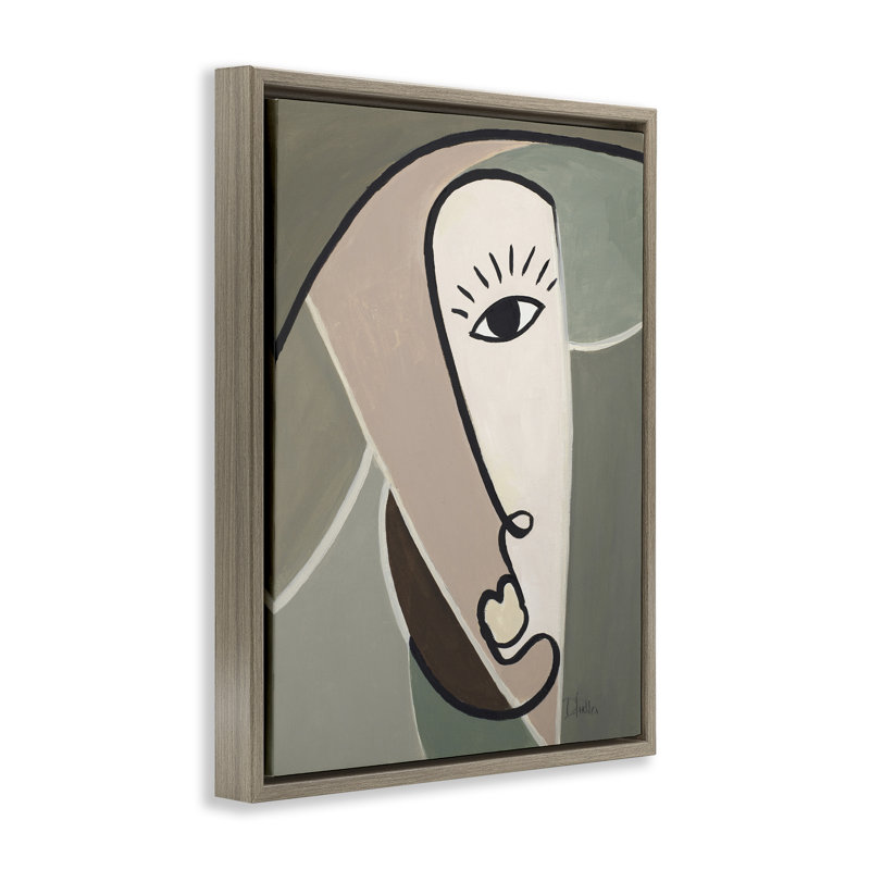 «Boho Cubism Face Floater», art mural sur toile par Patricia Pinto, Cadre flottant orme Montalcino