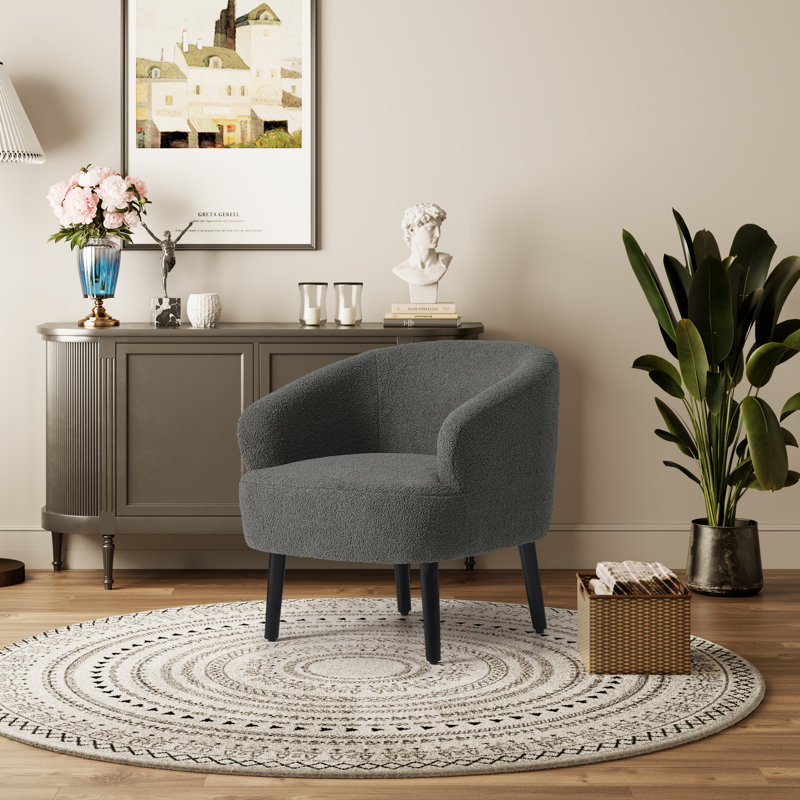 Fauteuil demi-tonneau 29 po Bayville, Mélange de polyester gris