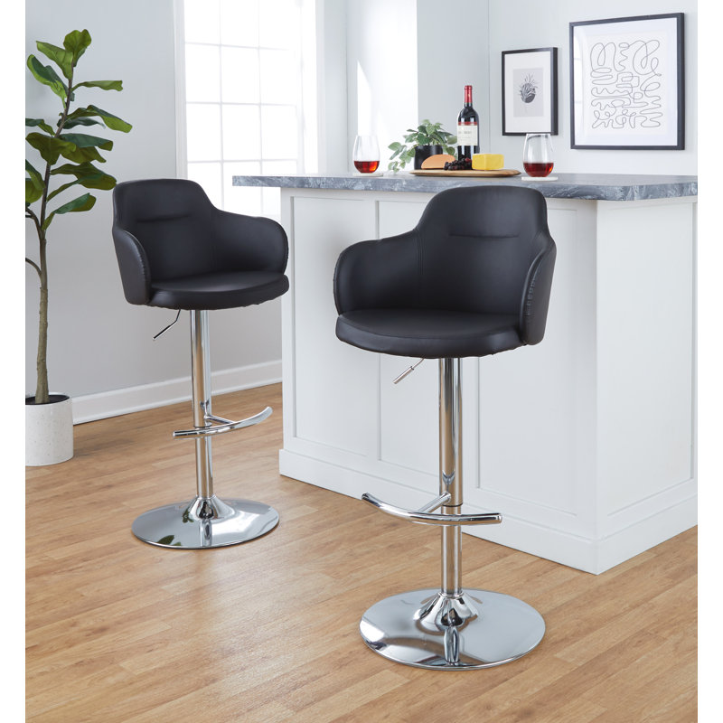 Tabouret Boyne, Noir, Chrome