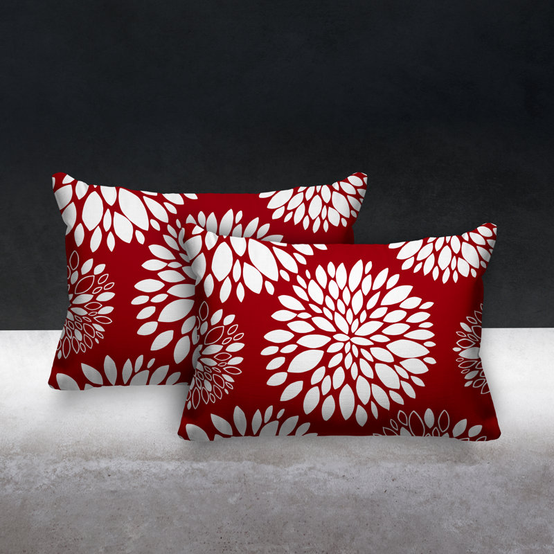 Coussin lombaire intérieur / extérieur à motif floral Fiesta, Rouge